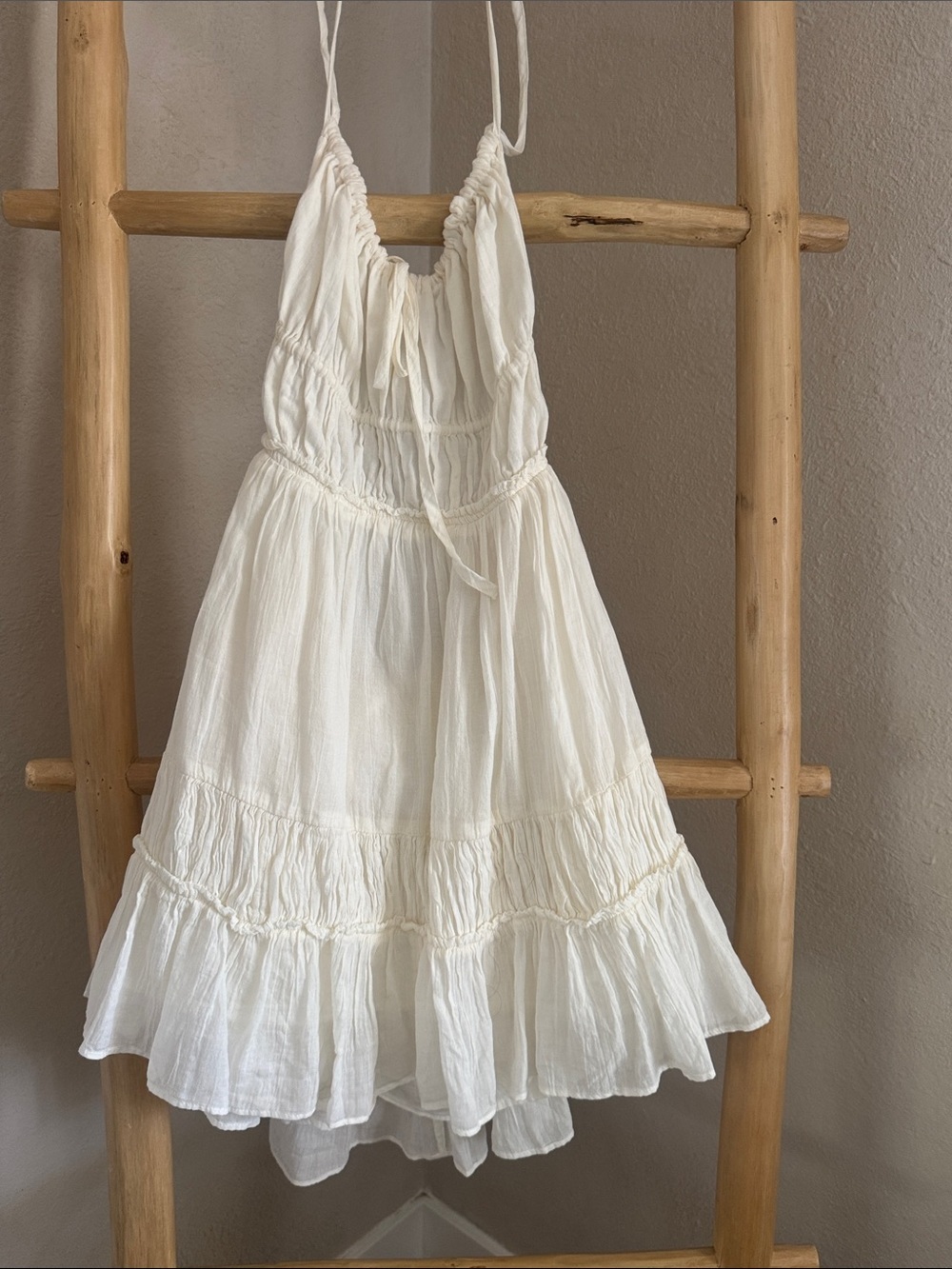 Free People White Tiered Spaghetti Strap Dress